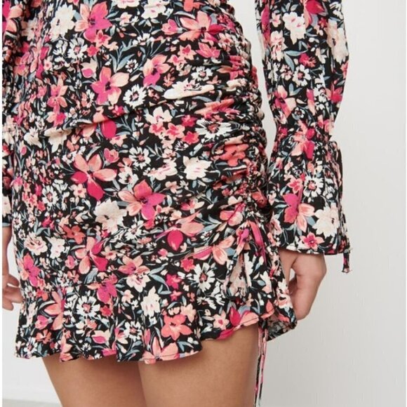 Dynamite Ruched Ruffle Floral Mini Skirt - Picture 2 of 7